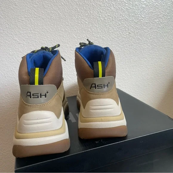 ASH Alpha Sneakers Tan and Blue Size 39 High lift Shoes Colour- Antelope - Picture 8 of 14